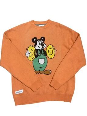 Butter Goods Cymbals Bear Intarsia Knit Sweater Orange L